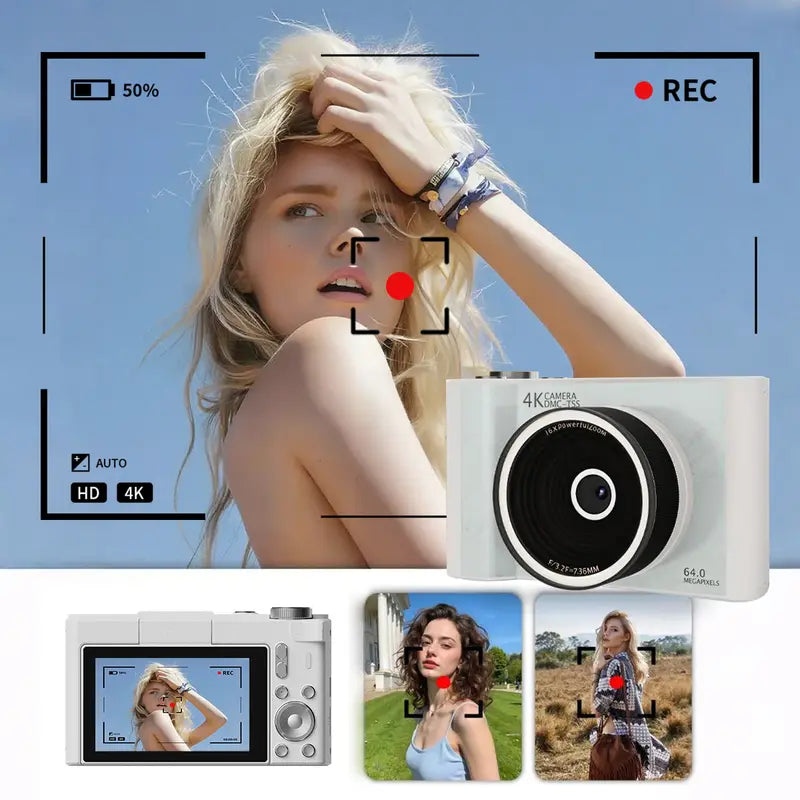 4K Digital Camera with Flip Screen for Vlogging