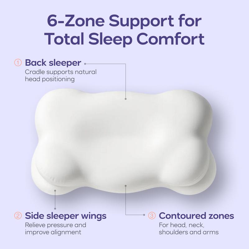 Mellow Sleep | Cloud Pillow + FREE Cooling Pillowcase - Ergonomic Cervical Dual-Height Slow-Rebound Memory Foam with Washable Cover for Side Back & Stomach Sleepers Best Pillow 2025 Awarded