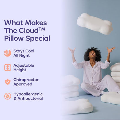 Mellow Sleep | Cloud Pillow + FREE Cooling Pillowcase - Ergonomic Cervical Dual-Height Slow-Rebound Memory Foam with Washable Cover for Side Back & Stomach Sleepers Best Pillow 2025 Awarded