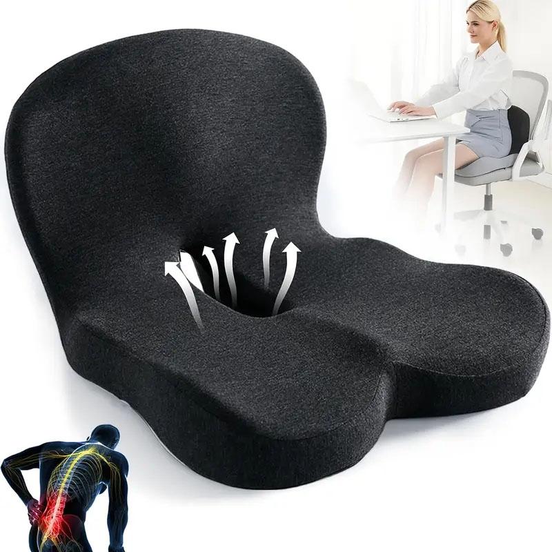 Non-Slip Memory Foam Seat Skin-Friendly Extended Zipper Easy Remove Wash Back Support Cushion Comfy Chair Adjustable Chair Breathable Cloth Leg Pain Mesh