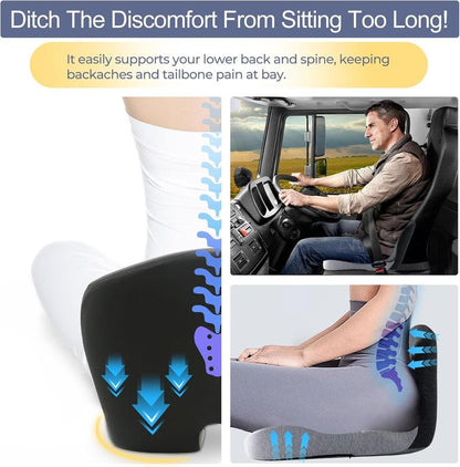Non-Slip Memory Foam Seat Skin-Friendly Extended Zipper Easy Remove Wash Back Support Cushion Comfy Chair Adjustable Chair Breathable Cloth Leg Pain Mesh