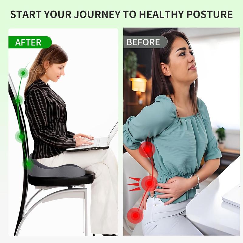 Non-Slip Memory Foam Seat Skin-Friendly Extended Zipper Easy Remove Wash Back Support Cushion Comfy Chair Adjustable Chair Breathable Cloth Leg Pain Mesh