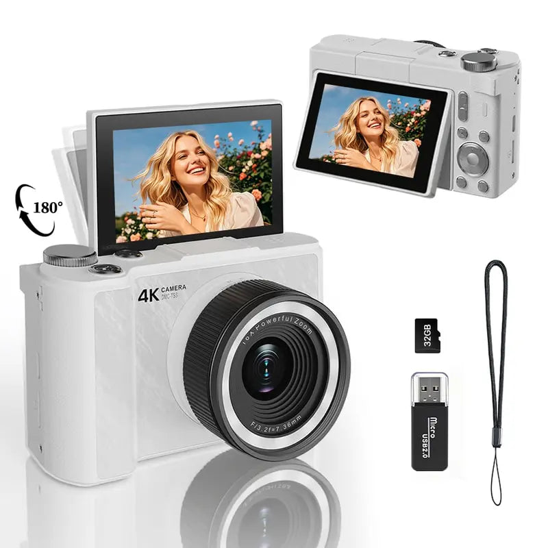 4K Digital Camera with Flip Screen for Vlogging