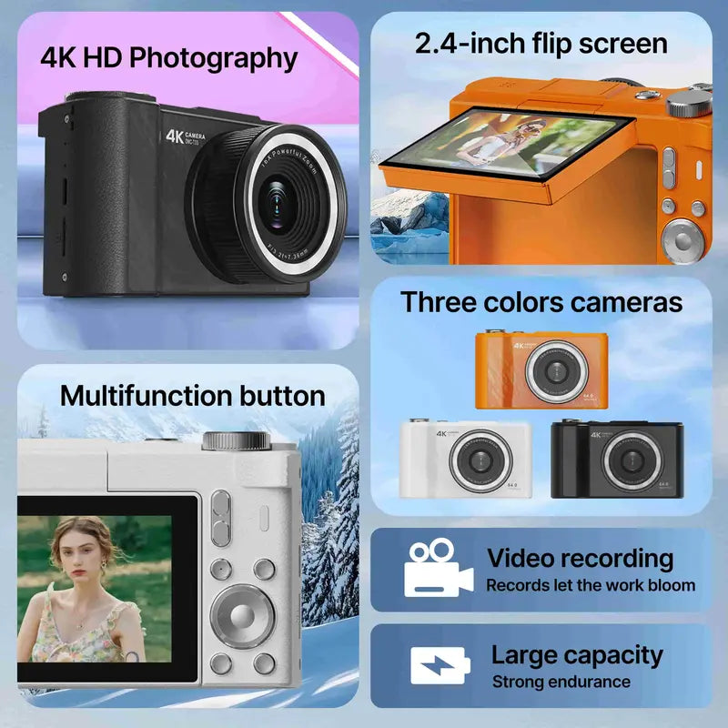 4K Digital Camera with Flip Screen for Vlogging