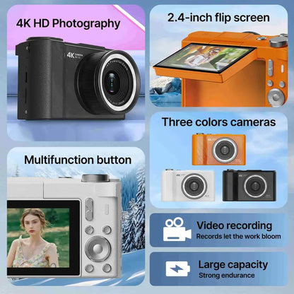 4K Digital Camera with Flip Screen for Vlogging