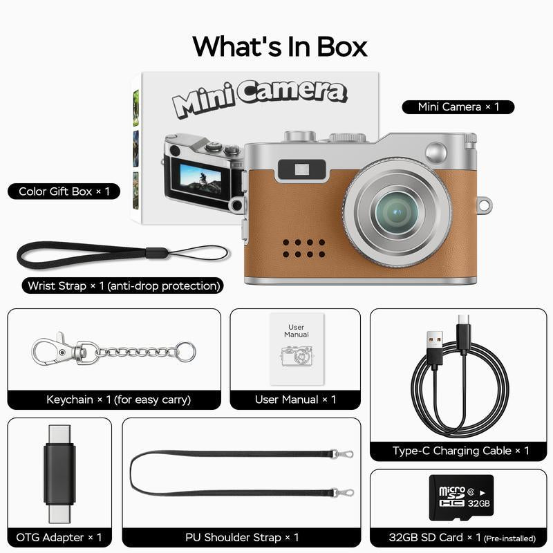 HOTU Mini Leather Keychain Digital Camera 1080P